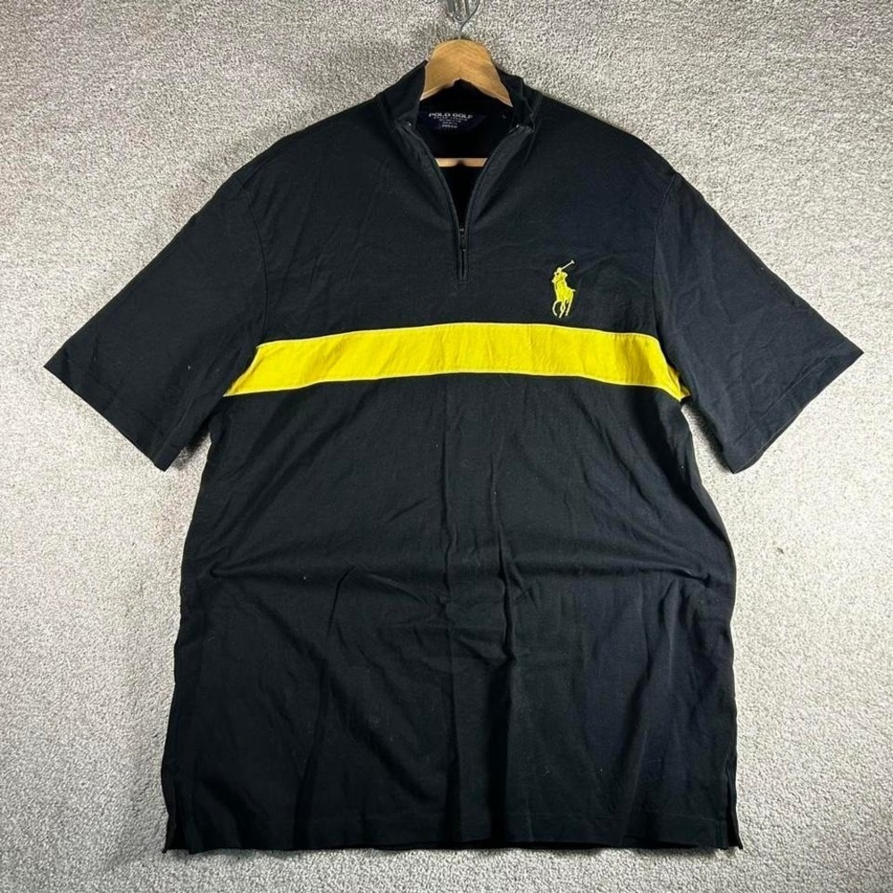 Vintage Polo Ralph Lauren golf black and yellow big pony shirt Size L